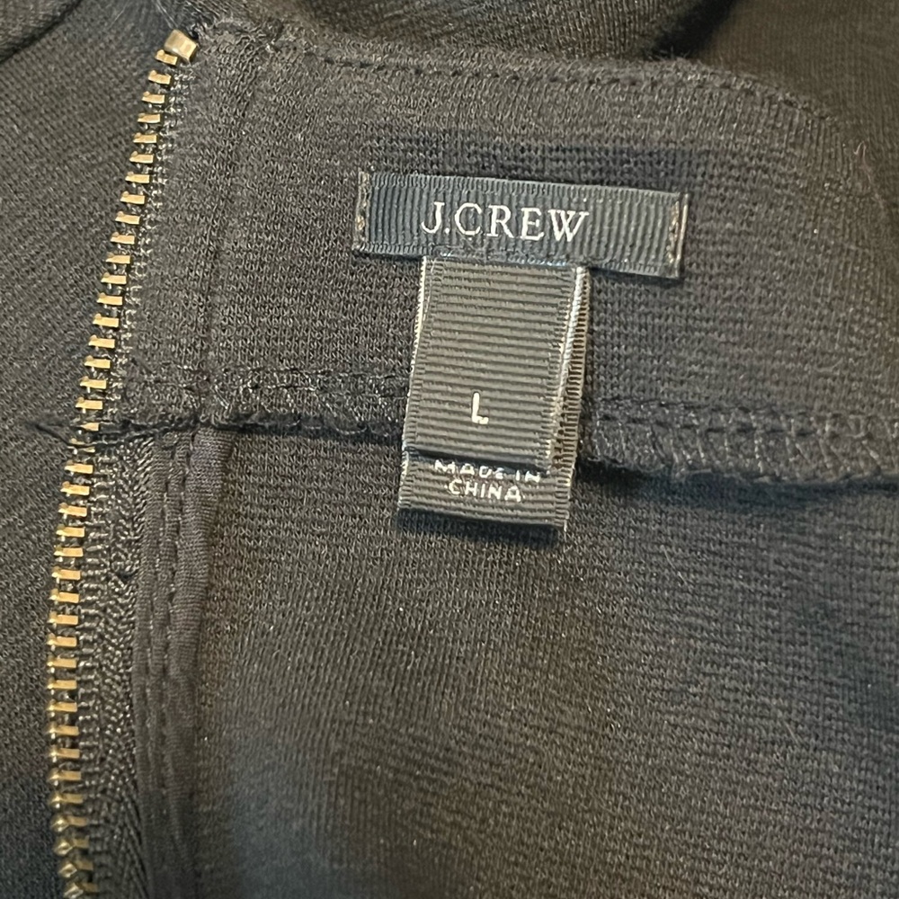 J. Crew Black Ponte Knit Peplum Long Sleeve Top Exposed Zipper Stretch Blouse - Picture 9 of 10